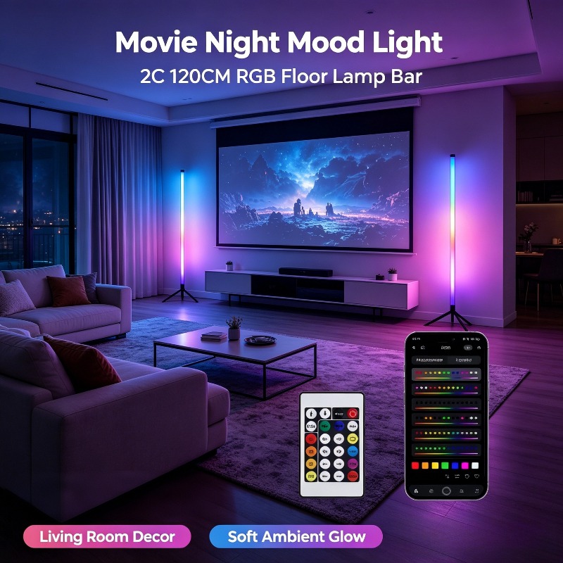 Gaming Accessories Bedroom - مصباح أرضي LED RGB للزوايا (قطعتان)،