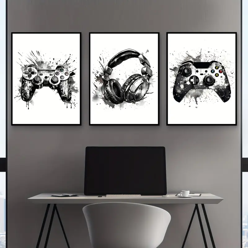 Gaming Accessories Decor - 3 قطع لوحات قماشية بدون إطار،