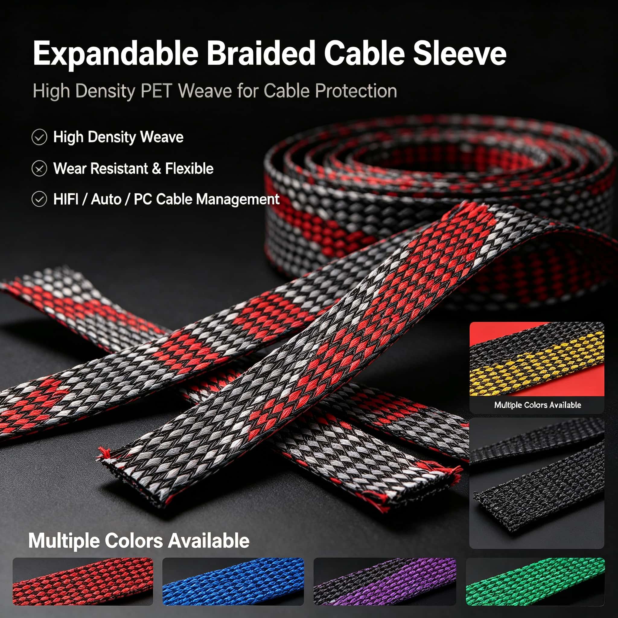 Cable Sleeve Braided - 5 متر/10 متر غلاف كابل مجدول