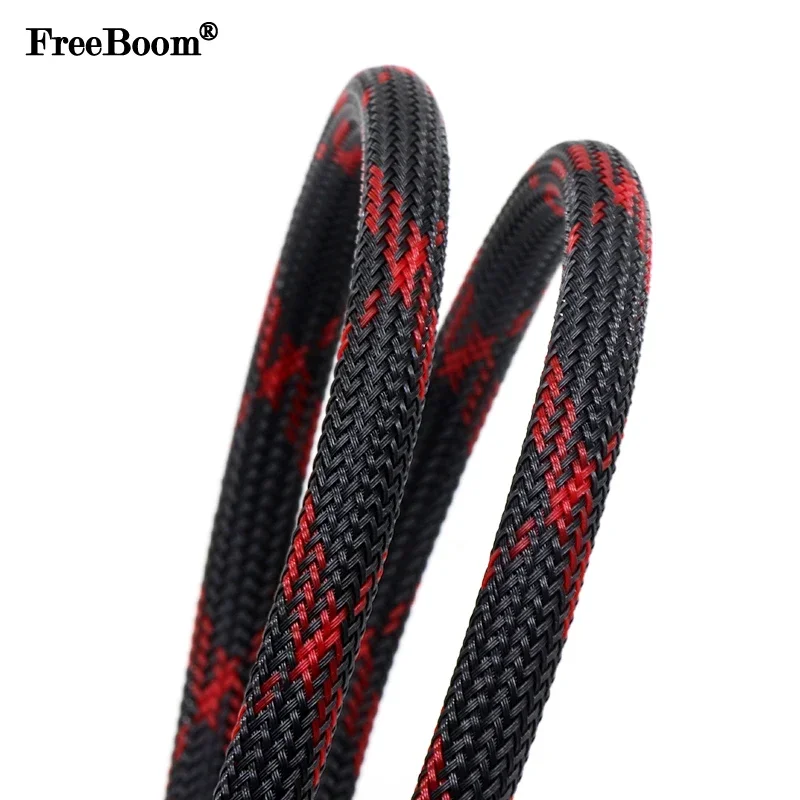 1 ~ 50 متر أسود-أحمر الصليب PE - مراجعة Cable Sleeve Braided وسعره