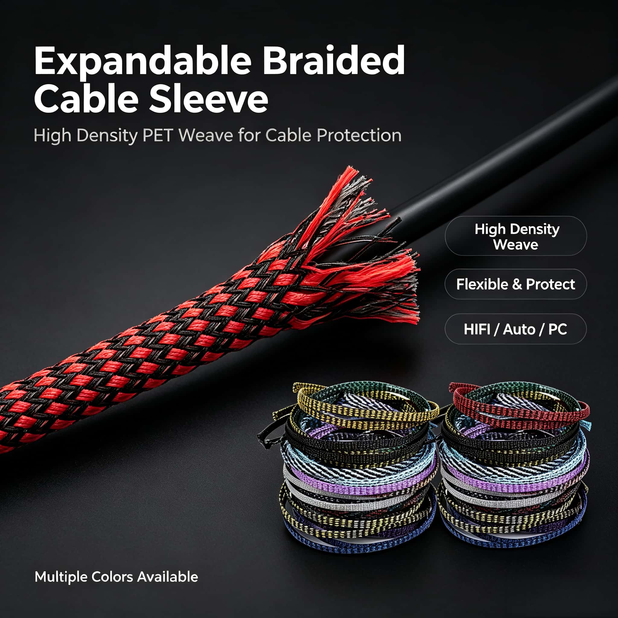 5 متر/10 متر غلاف كابل مجدول ق - مراجعة Cable Sleeve Braided وسعره
